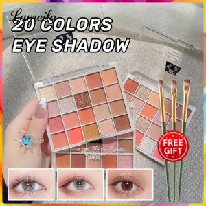 LAMEILA 【Free Brushes】HLLR 20-color All-in-one Eye Shadow Palette Milk Tea Pearlescent Matte Earth Color Eyeshadow Long-lasting High Gloss Glitter Shimmer Eyeshadow Eye Makeup Cosmetics