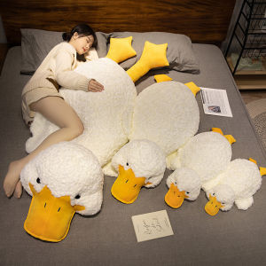 55/70CM Giant Duck Plush Toy Stuffed Big Mouth White Duck lying Throw Pillow for Lover Sleeping Cushion Pregnant Leg