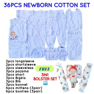 36pcs Cotton Newborn Baby Clothes Set Good Quality | WhiteBluePinkGreenYellow With Freebies