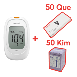 [Bảo hành trọn đời] Máy đo đường huyết Yuwell 582 chính hãng đo nhanh. Combo 50 que thử đường huyết