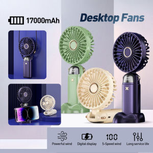 Kipas Angin Mini Portable Usb 17000 MAh Kipas 5-Speed Wind LED Display