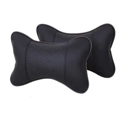 COD 2PCS Car Neck Pillow Universal Car Auto Seat Headrest Neck Rest Pillow Leather Breathable Cushion Pad Head Rest Bone Automotive Interior Accessories