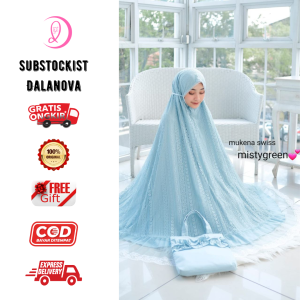 Mukena Swiss Dalanova Terbaru Size Dewasa Ied Series 2 Lapis Bahan Tulle Ala Bunga Swiss dan Cotton Appollen Ringan Halus Lembut Jatuh Adem Nyaman Free Box dan Gift