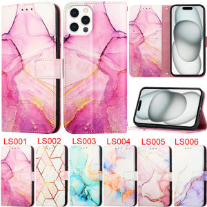 Luxury Casing For iPhone 15 Pro Max 14 Plus 13 Pro Max 12 Mini 14 Pro Max 15 Plus 12 Pro Max 13 Mini 11 Pro Max Retro Wallet Card Slot Soft Marble Leather Flip Cover Phone Case