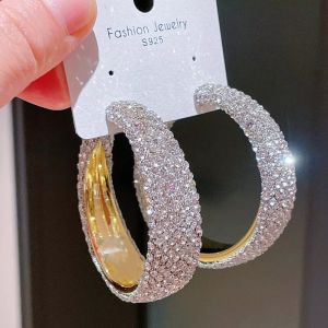 ADDO Geometric Round Rhinestones Big Hoop Earrings Unique Jewelry Accessories Crystal Earrings Fashion Exaggerate Shiny Jewelry Gifts For Women Girls