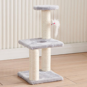 Cat Tree Tower Small Sisal Scratching Post with Hanging Toy Ball for Kittens & Small Cats