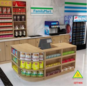 Bàn tính tiền siêu thị Bàn thu ngân thiết kế tiện lợi QTT406 - Nội thất lắp ráp Viễn Đông Adv