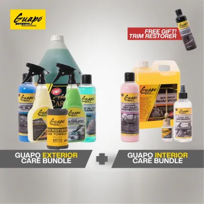 Guapo Double Bundle / Guapo Interior Car Care Bundle and Guapo Exterior Car Care Bundle with Guapo Trim Restorer 250ml