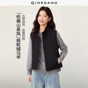 GIORDANO Women Vests Softshell Fleece-Lined Windproof Vests Stand Collar Zip Front Fashionable Casual Warm Vests 13376771
