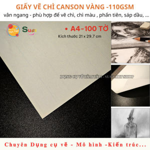 [ SỈ 100 TỜ A6-A2 ]  Giấy canson vẽ chì vân ngang màu vàng  110gsm  Canson Vàng mỏng 110gsm
