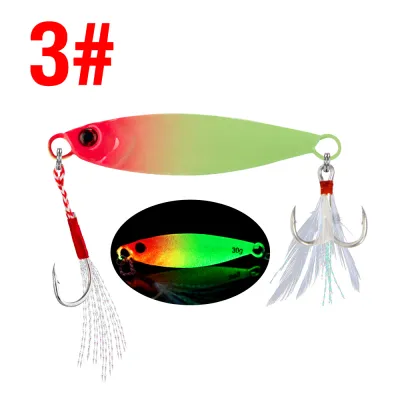Metal Jig Fishing Lure 3 Colors Luminous Spoon 3D Eyes Jigging Casting Lure 7g/10g/15g/20g/30g Sinking Metal Bait