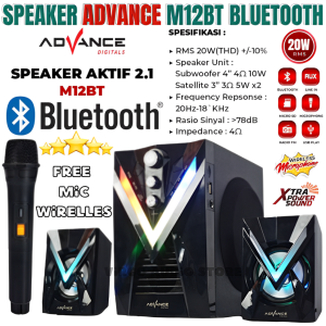 Advance M12bt Speaker Stereo Bluetooth Xtra Bass Subwoofer Bisa Karoke Gratis Mic | Advance M12bt Speaker Stereo Bluetooth Xtra Bass Subwoofer Bisa Karoke Gratis Mic Wireless - Vas