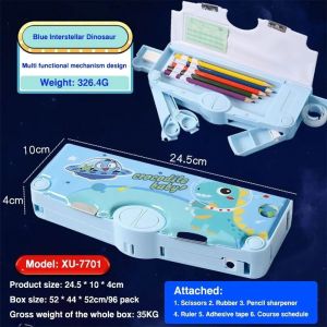 Kotak Pensil Pola Kartun Lapisan Ganda Tunggal dengan Rautan Kapasitas