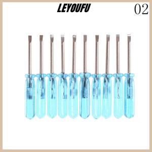 LEYOUFU 10pcs Plastic Handle Stubby Mini Pocket Cross Flathead Screwdriver Tool