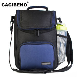 Cacibeno lnsulated Thermal Lunch Cooler Bag For Student Office Worker Outdoor Picnic Travel Portable Bento Bag With Shoulder Sling and Cup Holder 6.4L