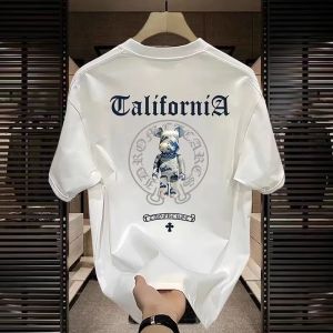 100% cotton Crowe Heart 2025 new American street style heavy T men and women with short sleeves Sweat-absorbent vintage T-shirt Distro Mens Care Clothes Couple Clothing Body Fit Activity Clothes Group short Sleeve T-shirt