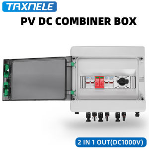 Solar photovoltaic PV Combiner Box Surge Lightning Protection 2 input 1 out DC 1000V Fuse MCB SPD Waterproof Box IP65