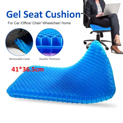 Cushion Gel Elastic Gel Seat Silicon Ice Gel Seat 3D Cooling Grid Honeycomb Sitter Back Support Cushion Seat Office Dining Chair Seat Pad for Tailbone Pain Back Pain Sciatica Relief Double-layer honeycomb gel cushion