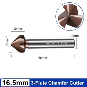 GOFIDIN 1Pcs Thép tốc độ cao Mũi khoan vát mép 3 cây sáo M35 Cobalt Mũi khoan khử gờ  90 độ Dao cắt vát cạnh dành cho máy công cụ gia công  loại và gỗ CNC