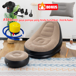 Sofa Santai Angin Intime / Kursi Santai Sandaran Kaki-Sofa angin santai dengan sandaran kaki bermotif cartoon -Sofa Santai Intime Flocked Arm Chair + Free Pompa / Sofa Tangan