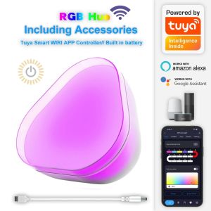 Creative Smart Tuya WIFI Desk Lamp RGB Music Rhythm Night Light Bluetooth Voice Control Bedside Table Lamps Compatible Alexa Google Home