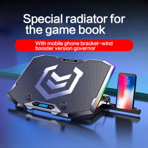 Laptop Cooling Pad RGB Gaming Notebook Cooler Laptop Fan Stand Adjustable Height with 6 Quiet Fans and Phone Holder Computer Chill Mat for 15.6-17.3 Inch Laptops