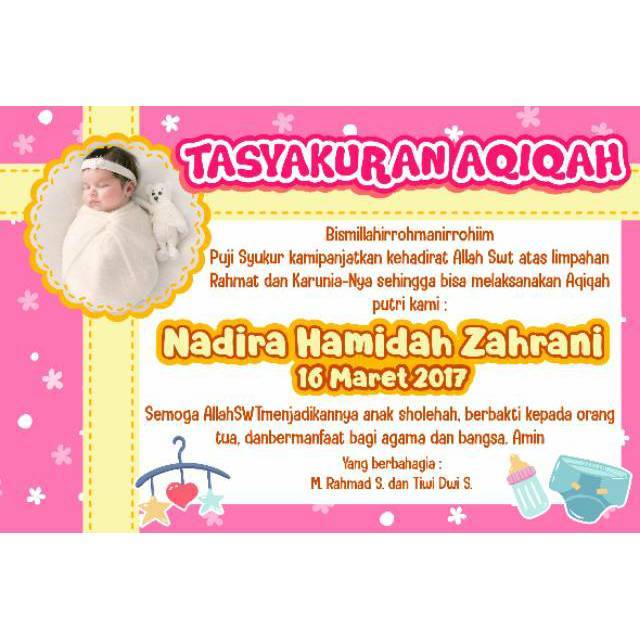 LABEL STIKER CUSTOM 1 LEMBAR ISI 12 KARTU UCAPAN TASYAKURAN AQIQAH