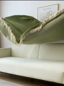 Plain Chenille Sofa Cover Sofa Fully Covered Blanket Luxury Thick Embossed Chenille Sofa Towel with Tassel Non-slip Sofa Dust-proof Cover Machine Washable