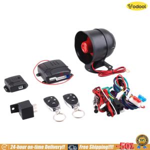 [VOS] Universal Car Auto Burglar Alarm Protection 2 Remote Vehicle System with Siren and Wiring Harness Vehicle Keyless Entry System Programmable