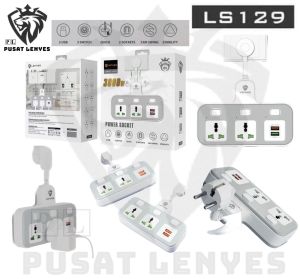 LS129 - POWER SOCKET LENYES LS-129 3000W Multipurpose 2 Stop Kontak + 2 USB QC 3.0 Fast Charging Colokan Listrik
