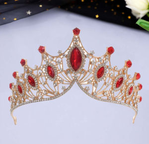 Phụ kiện hợp kim cài tóc cưới vương miện phong cách Baroque cổ điển Âu Mỹ   Băng đô vương miện đính đá pha lê mắt ngựa lớn