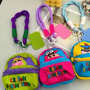 Cartoon Shin-chan Design Coin Purse Keychain Wrist-type Hand-held Change Storage Bag Girls Gift