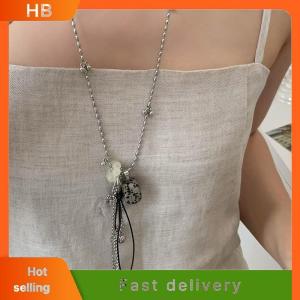 HB Fashion Colorful Crystal Heart Tassel Pendant Necklace For Women Girls Spotted Geometric Pendant Long Chain Neck Accessories