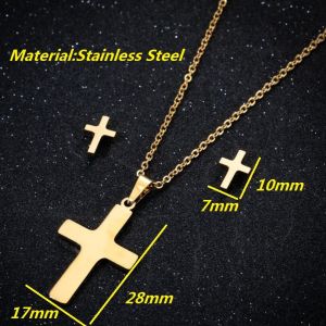 Ladamas Set Kalung Anting Titanium Anti Karat Model Liontin Salib ST3