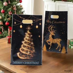 [COD] Bsuimki 10 25 50Pcs Hỗn Hợp Vàng Elk Giáng Sinh Loạt Đảng Quà Tặng Tote Túi Opp Long Lanh Quà Tặng Túi Kẹo Túi Nhựa Quà Tặng Trở Lại Túi