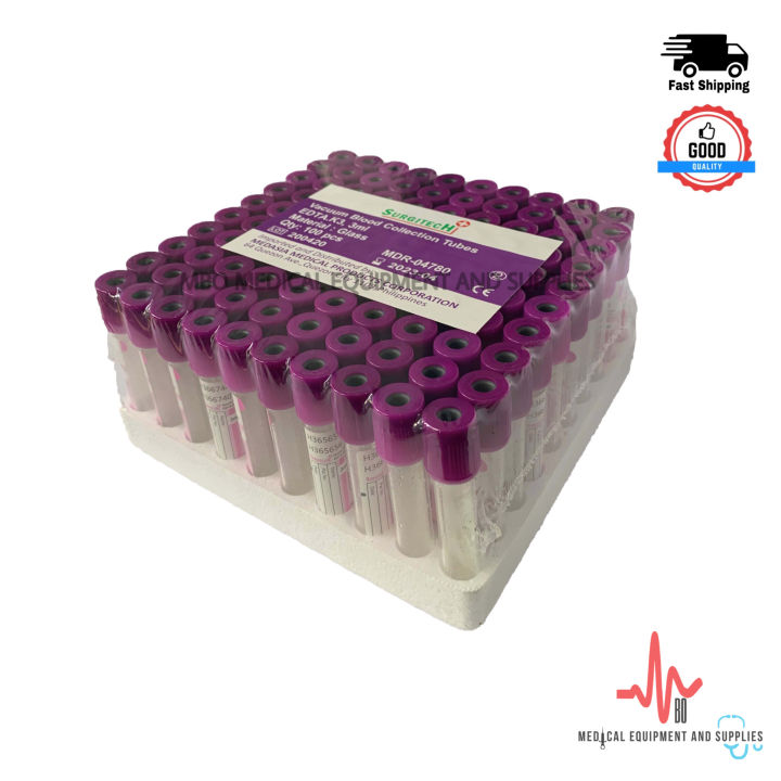 Blood Collection Tube - EDTA K2/K3 Glass Purple Tubes (2ml, 3ml, 5ml ...