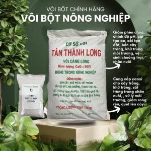 Vôi bột nông nghiệp Càng Long - Gói 1kg - Giúp cải tạo đât khử phèn bón cây - Sát trùng ao chuồng trang trại.