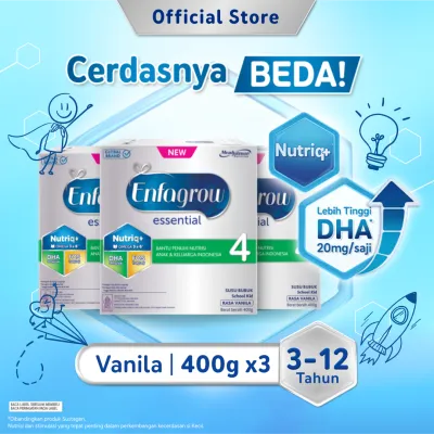 [Paket isi 3] Enfagrow Essential 4 Susu Formula 3-12 Tahun Rasa Vanila 400gr
