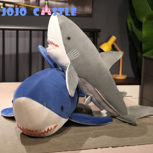 JOJO CASTLE 2025 Big Size Soft Simulation Shark Plush Stuffed 60/90/110/130/160/200cm Sleeping Cute Pillow Cushion  Animal Doll Gift For Children