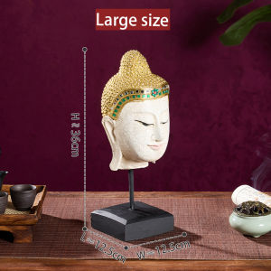 เอเชียตะวันออกเฉียงใต้ลมไม้เนื้อแข็งแกะสลักพระพุทธรูปหัวประดับห้องนั่งเล่นตกแต่งบ้านงานฝีมือพระพุทธรูปบูชาเครื่องประดับ