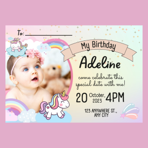 Birthday Invitation Card (Card Only)