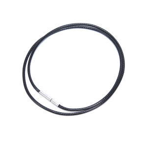 MillionGrid Black Wax Leather Cord Stainless Steel Rotary Clasp Necklace Choker Rope Jewelry