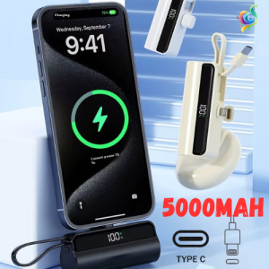 Mini Power Bank 5000mAh Wireless Fast Charging Portable Mini Emergency Charging Capsule for iPhone Android