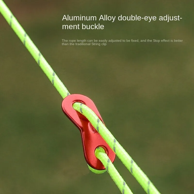 Outdoor camping reflective rope bold windproof rope canopy tent  construction draw rope aluminum alloy buckle accessories 4mm