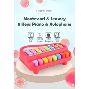 Toddler Montessori Sensory 2 In 1 Piano & Xylophone Toy 儿童2合1八键敲琴 Permainan gambang dan piano kanak-kanak