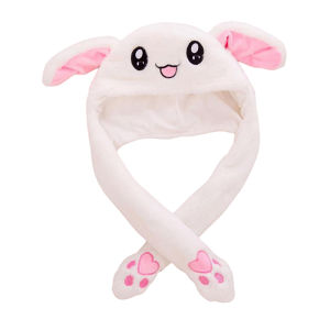 Bunny Ear Move Glowing Hat Anime Rabbit Led Light Jumping Funny Plush Ear Moving Cartoon Hat for Kids Girls Cosplay Party Cap