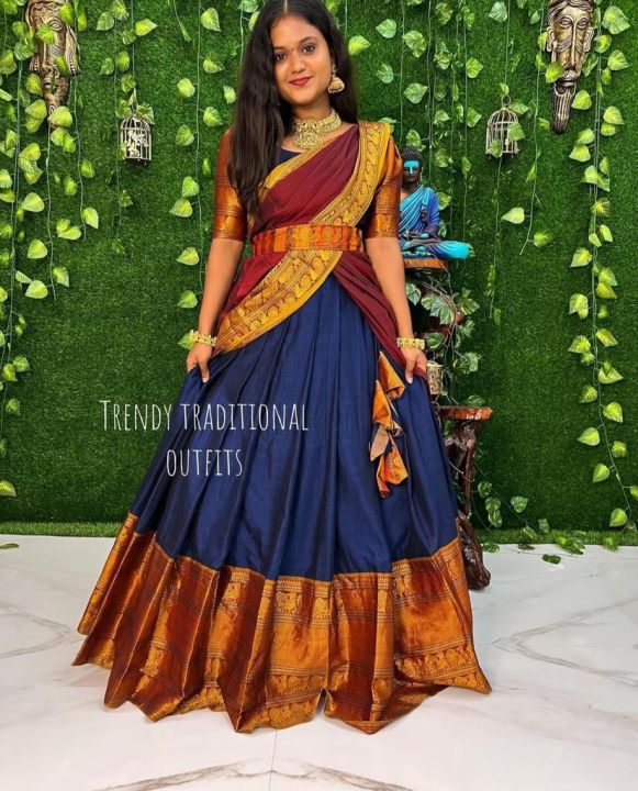Pin by ramaa on Half saree designs | Lehenga designs simple, Long gown  design, Half saree designs