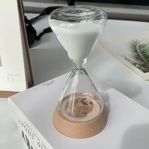 15 Minute or 30 Minute Hourglass Sand Timer White Sand Clock with Wooden Base Hour Glass Sandglass for Office Desktop Decoration