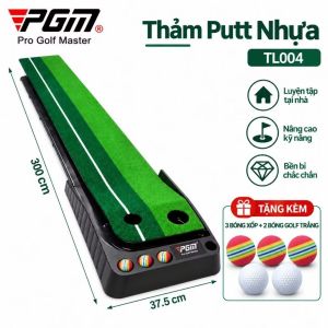 (Tặng Bóng Golf) Thảm Put Nhựa Dài 300cm Có Ray Trượt Bóng chính hãng PGM