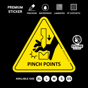 Pinch Points. Sharp Smash Drill. Triangle Sticker Sign Warning Caution Danger Signage Safety Label. Hand Hazard Finger.